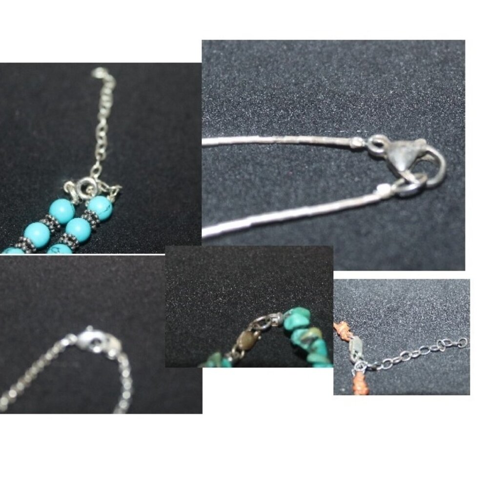 5 Piece 925 Sterling Silver Genuine Turqouise Charms Pendants Necklaces Chains - Picture 12 of 12